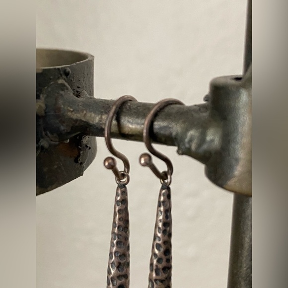 Silpada Hammered Sterling Silver 925 Bar Bronze Pearl Dangle Earrings Retired - Picture 5 of 10